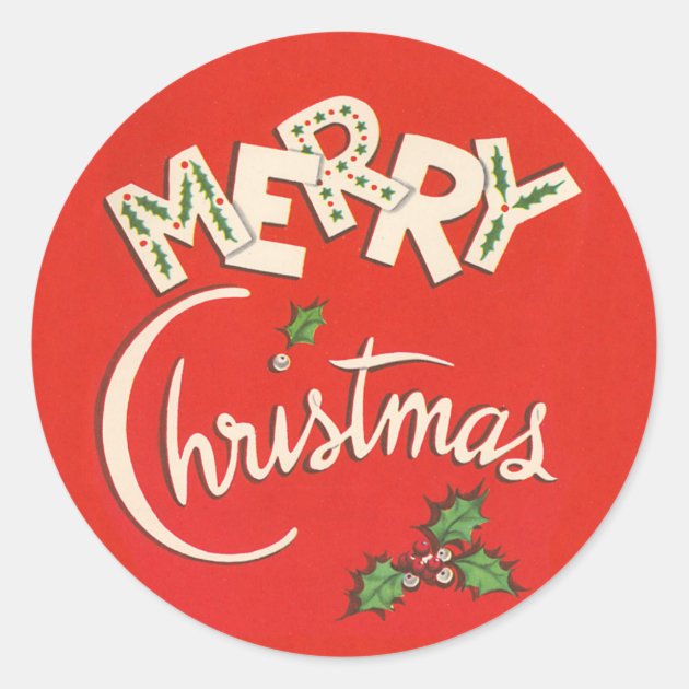 Vintage Merry Christmas Sticker