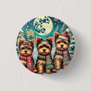 Vintage Merry Christmas Terrier Yorskhire Yorkie Button