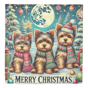Vintage Merry Christmas Terrier Yorskhire Yorkie  Duvet Cover