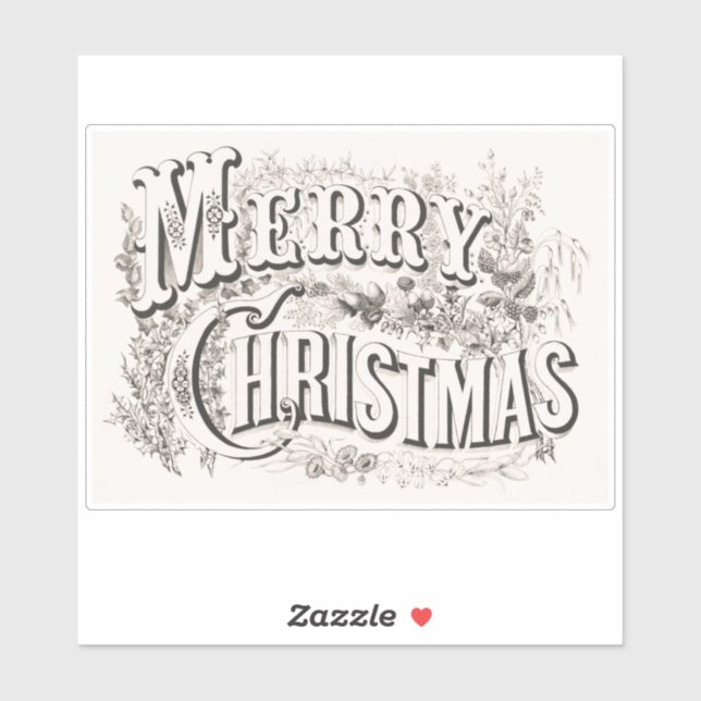 VINTAGE MERRY CHRISTMAS TRANSPARENT STICKER (Sheet)