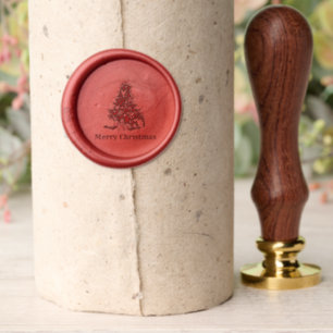 Vintage Merry Christmas Tree Pine Gifts Wax Seal Stamp