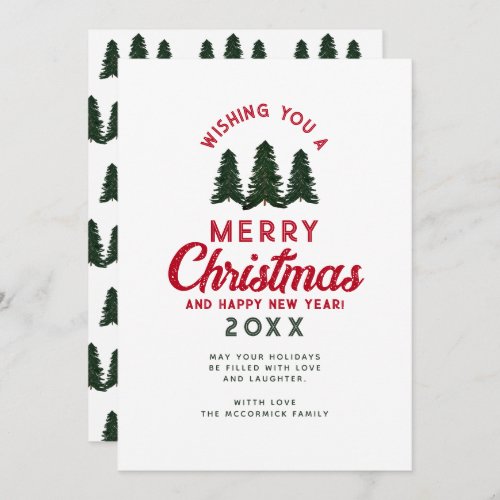 Vintage Merry Christmas Trees Personalized  Holiday Card