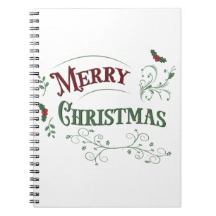 Vintage Merry Christmas Typography Notebook