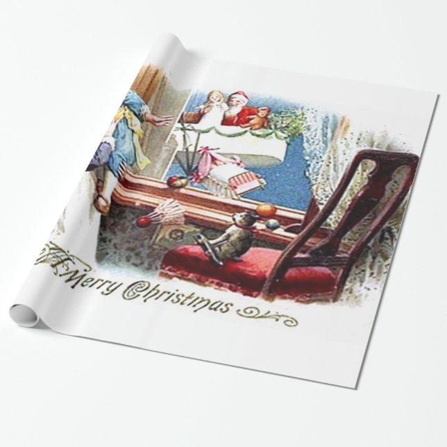 Vintage Merry Christmas Wrapping Paper (Unrolled)