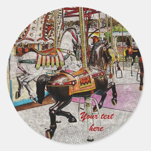 vintage merry_go_round horse classic round sticker