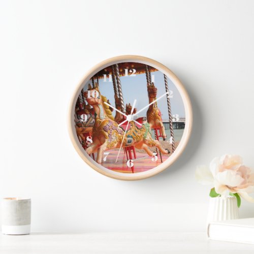 Vintage merry go round horses on carousel clock