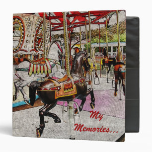 Vintage merry go round with running horses 3 ring binder