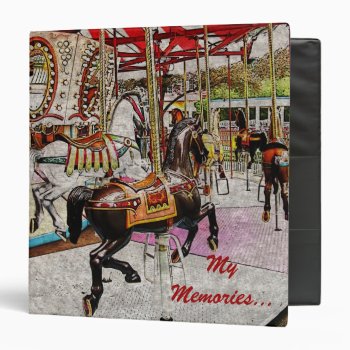 Vintage Merry Go Round With Running Horses 3 Ring Binder by hutsul at Zazzle
