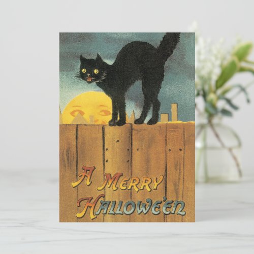 Vintage Merry Halloween Cat by Ellen Clapsaddle Pa Invitation