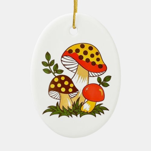 Vintage Merry Mushroom Ceramic Ornament