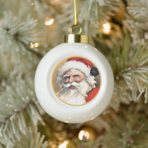 Vintage Merry Santa Christmas Ceramic Ball Christmas Ornament