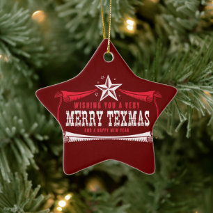 Vintage Merry Texas Star Christmas Ornament