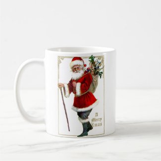 Vintage Merry Xmas Santa Claus Coffee Mug