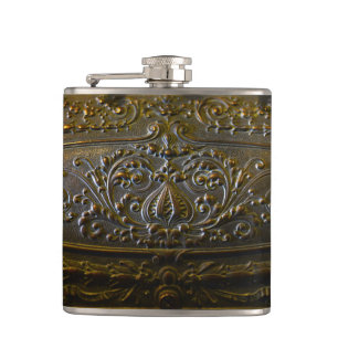 vintage metal decoration elegant floral old sculpt flask