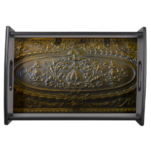 vintage metal decoration elegant floral old sculpt serving tray