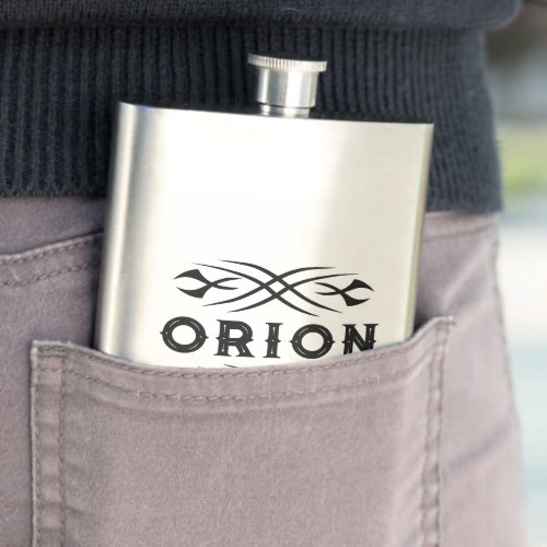 Vintage metal drink flask with cool tattoo design