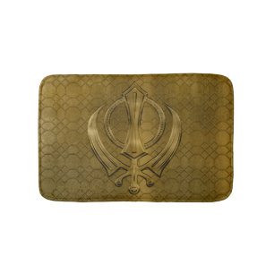 Vintage metal gold Khanda symbol Bathroom Mat