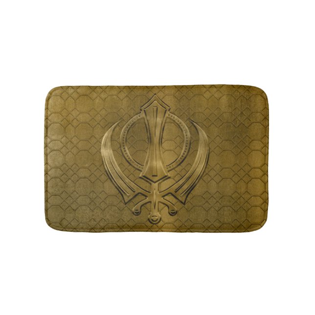 Vintage metal gold Khanda symbol Bathroom Mat (Front)