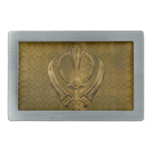 Vintage metal gold Khanda symbol Belt Buckle