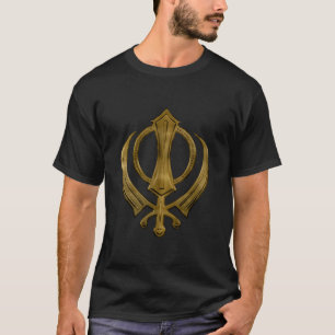 Vintage metal gold Khanda symbol T-Shirt