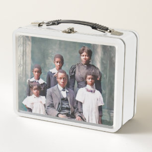 Vintage Metal Lunch Box Victorian Black Family