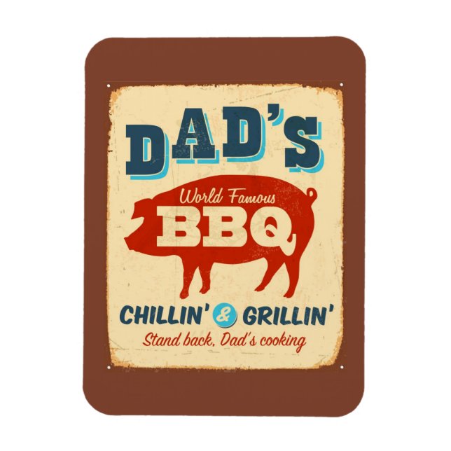 Vintage metal sign - Dad's BBQ Magnet (Vertical)