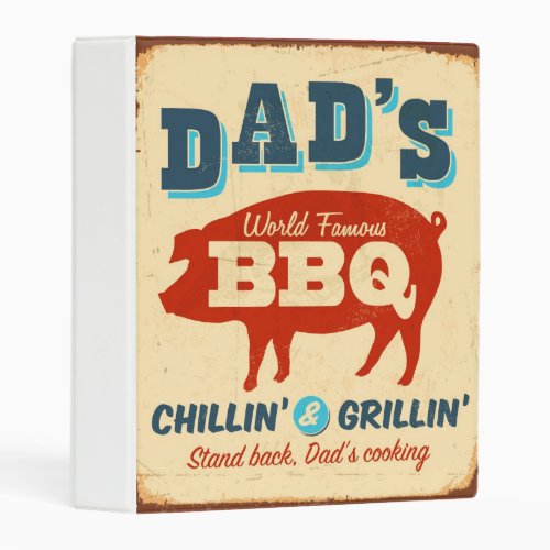 Vintage metal sign _ Dads BBQ Mini Binder