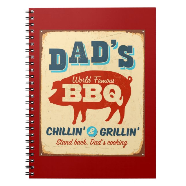 Vintage metal sign - Dad's BBQ Notebook (Front)