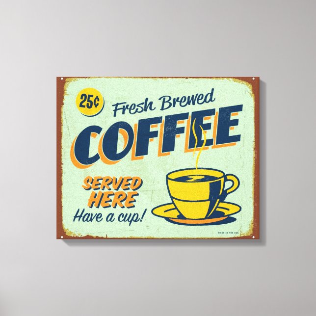 Vintage metal sign - Fresh Brewed Coffee (Front)