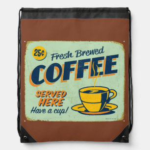 Vintage metal sign - Fresh Brewed Coffee Drawstring Bag