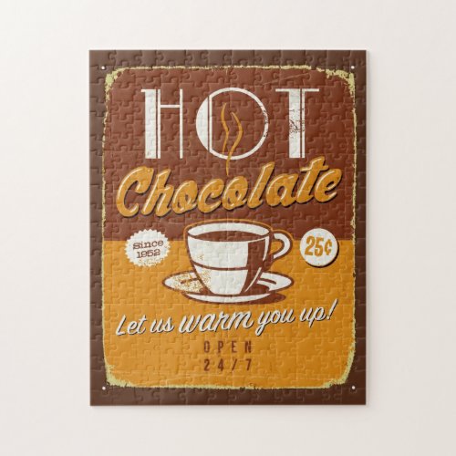Vintage metal sign _ Hot Chocolate Jigsaw Puzzle