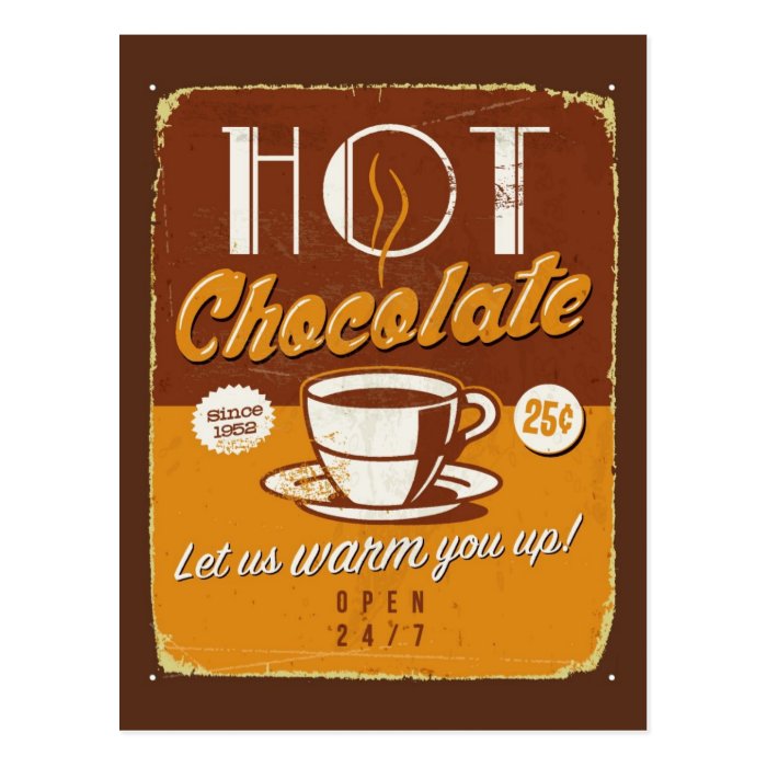 Vintage metal sign   Hot Chocolate Postcards