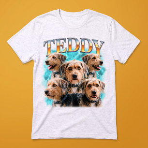 Vintage Metallic Pet Photo Collage Lightning Tri-Blend Shirt