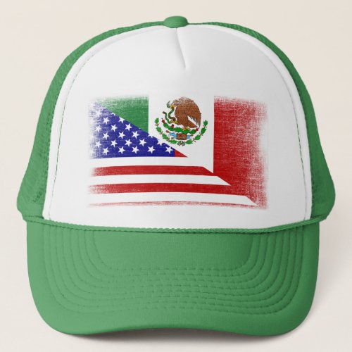 Vintage Mexican American Grunge Flag Trucker Hat