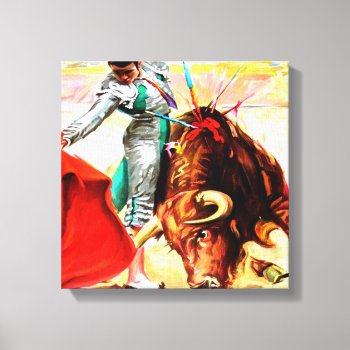 Vintage Mexican Bull Fight Poster Wrapped Canvas by PrintTiques at Zazzle