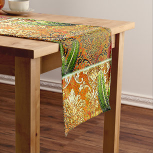 Vintage Mexican Desert Cactus Short Table Runner