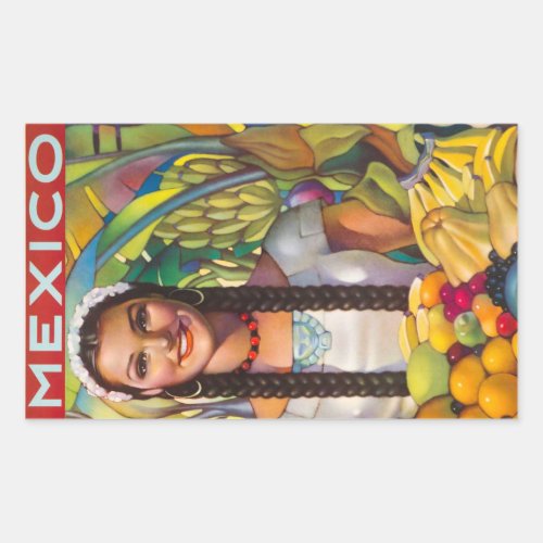 Vintage Mexican Fruit Rectangular Sticker