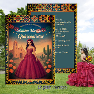Vintage Mexican Quinceañera 15th Birthday Invitation