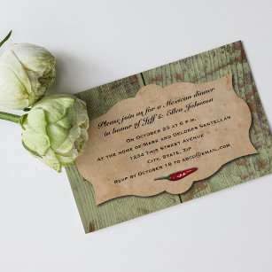 Vintage Mexican Red Chili Peppers Party Invitation