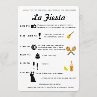 Vintage Mexican Wedding or Fiesta Program Timeline
