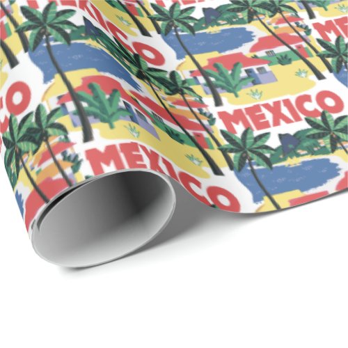 Vintage Mexico Beach Scene Wrapping Paper