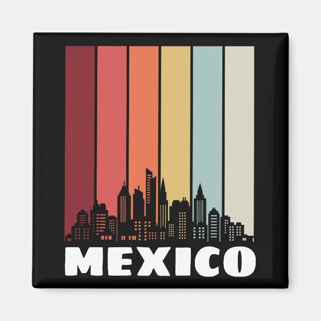 Vintage Mexico CDMX Cityscape Retro Sunset Magnet (Front)