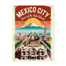 Vintage Mexico City Illustration Retro Travel