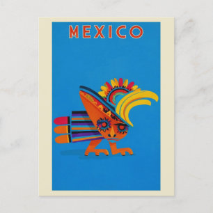 Vintage Mexico Colorful Bird Travel Postcard