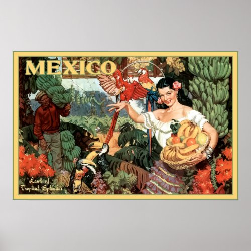 Vintage Mexico Land of Tropical Splendor Travel Poster