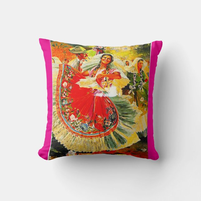 "Vintage Mexico" Throw Pillow (Front)