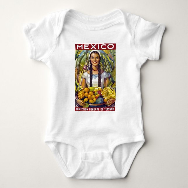 Vintage Mexico Travel Tourism Advertisement Baby Bodysuit (Front)