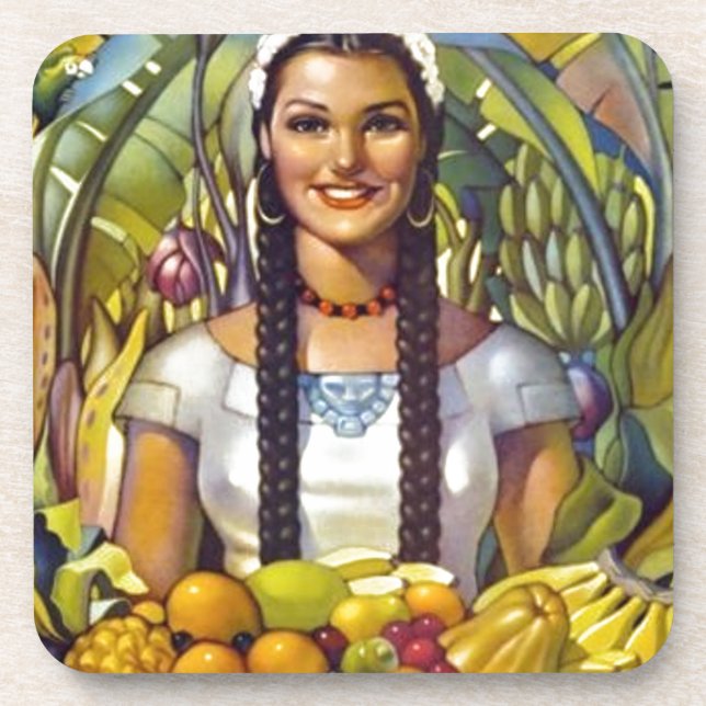 Vintage Mexico Travel Tourism Advertisement Beverage Coaster (Front)