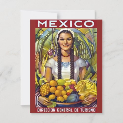 Vintage Mexico Travel Tourism Advertisement Card