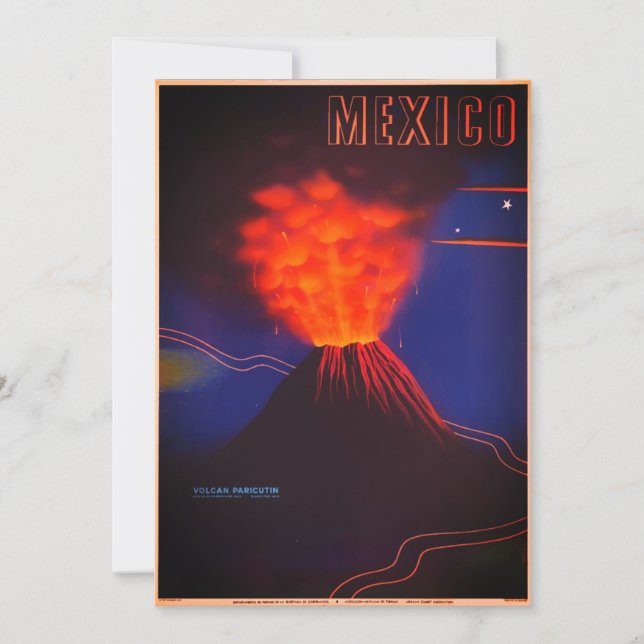 Vintage Mexico Volcano Card (Front)